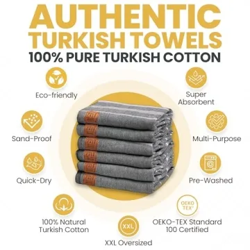 Gold CASE Turkish Towel Set of 6 - Quick Dry & Sand Free