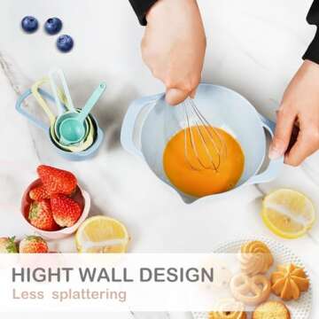 Walpck 10 Pcs Plastic Mixing Bowls Set with Measuring Spoon, Colorful Serving Bowls for Kitchen, Ideal for Baking, Prepping, Nesting Bowls for Space Saving Storage