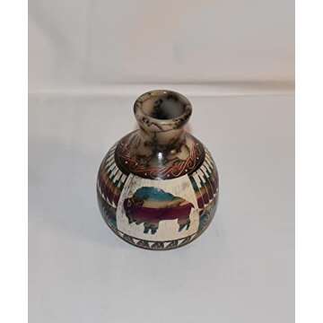 Authentic Native American Hand Etched Pottery Buffalo Design