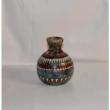 Authentic Native American Hand Etched Pottery Buffalo Design