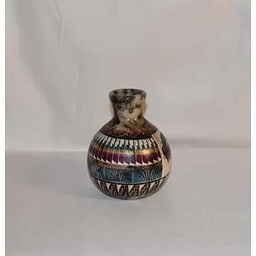 Authentic Native American Hand Etched Pottery Buffalo Design