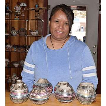 Authentic Native American Hand Etched Pottery Buffalo Design