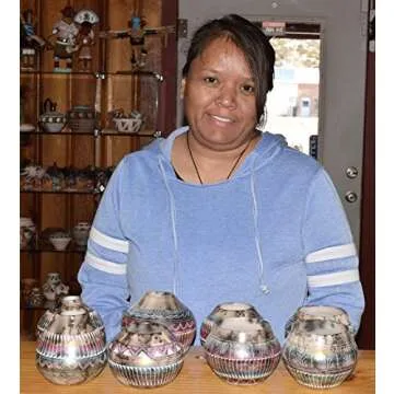 Authentic Native American Hand Etched Pottery Buffalo Design