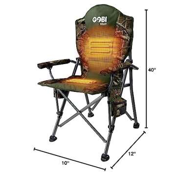 Gobi Heat - Terrain Portable Heated Camping Chair - Outdoor Folding Chair with Heated Filling - Winter Camping Essential - 3 Heat Settings (Mossy Oak® Camo)
