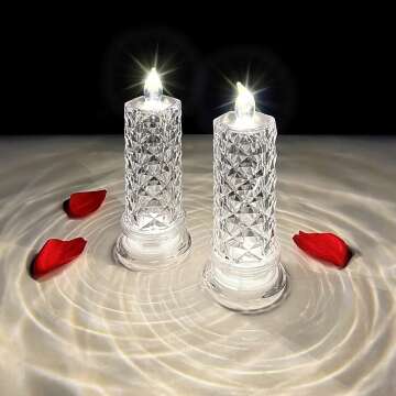 Flameless LED Candles with Rose Shadow - 2 Pack