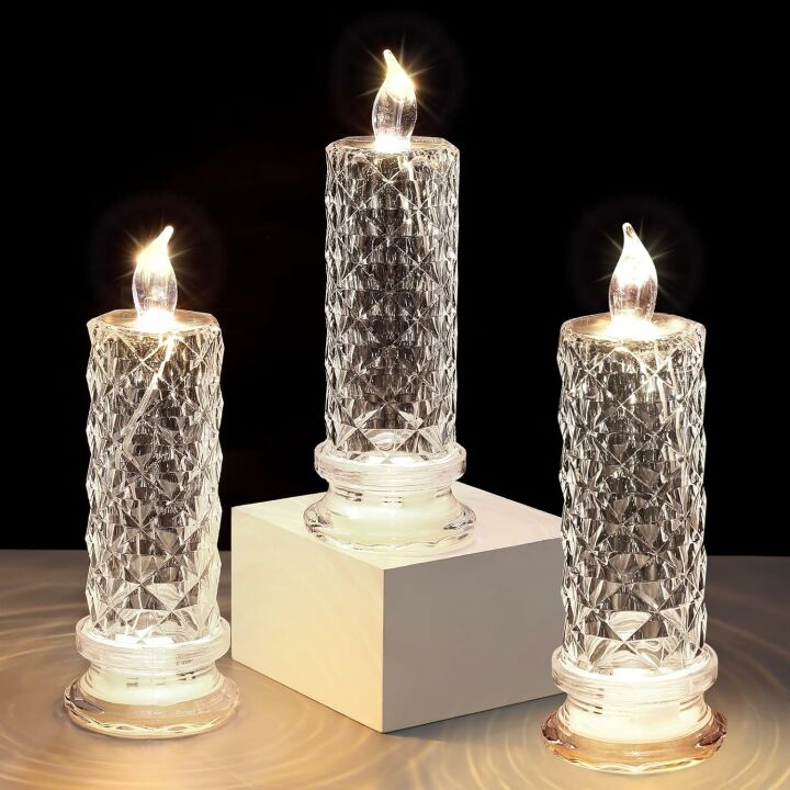 Flameless LED Candles with Rose Shadow - 2 Pack