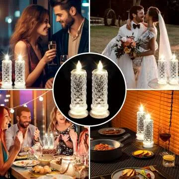 Flameless LED Candles with Rose Shadow - 2 Pack
