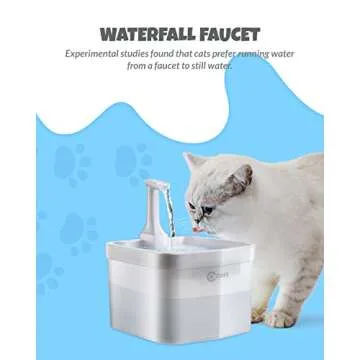 Ciays Pet Fountain, 65oz/1.8L Automatic Cat Water Fountain Dog Water Dispenser with 3 Replacement Filters for Cats, Dogs, Multiple Pets, White