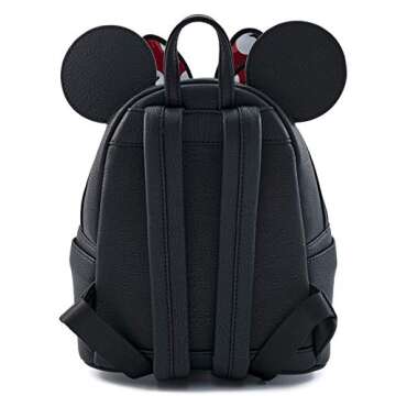 Loungefly Disney Minnie Mouse Bow Faux Leather Womens Double Strap Shoulder Bag Purse