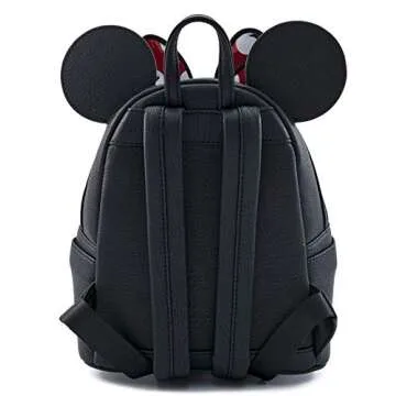 Loungefly Disney Minnie Mouse Bow Faux Leather Womens Double Strap Shoulder Bag Purse