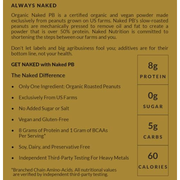 Organic Powdered Peanut Butter - NAKED PB - 1 Ingredient