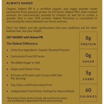 Organic Powdered Peanut Butter - NAKED PB - 1 Ingredient