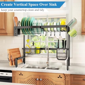 Adjustable Over The Sink Dish Drying Rack for Kitchen