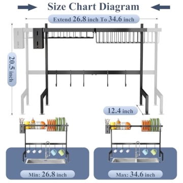 Adjustable Over The Sink Dish Drying Rack for Kitchen