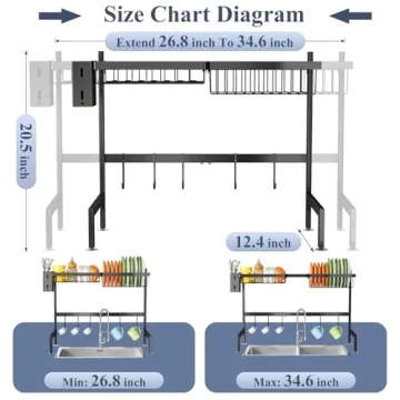 Adjustable Over The Sink Dish Drying Rack for Kitchen