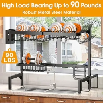 Adjustable Over The Sink Dish Drying Rack for Kitchen