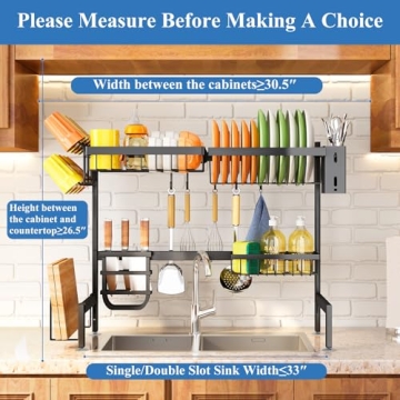 Adjustable Over The Sink Dish Drying Rack for Kitchen