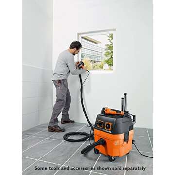 Fein Turbo I Wet/Dry Dust Extractor - 5.8-Gallon Capacity, 151 CFM Suction, Anti-Static System, Quiet 66 dB Operation, Includes Hose and Filter - 92035236090
