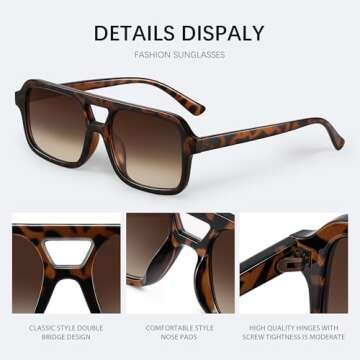 kunchu Retro Square Sunglasses - Trendy UV400 Protection