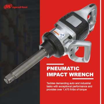 Ingersoll Rand 285B-6 1-Inch Cordless Pneumatic Impact Wrench with 6-Inch Extended Anvil and 2 Handles
