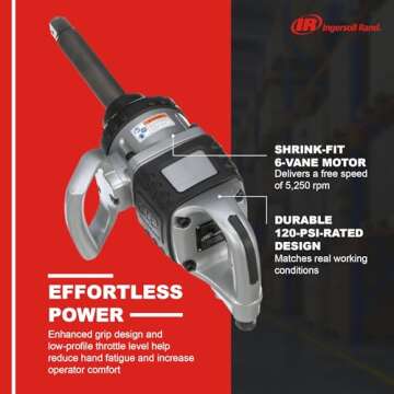 Ingersoll Rand 285B-6 1-Inch Cordless Pneumatic Impact Wrench with 6-Inch Extended Anvil and 2 Handles