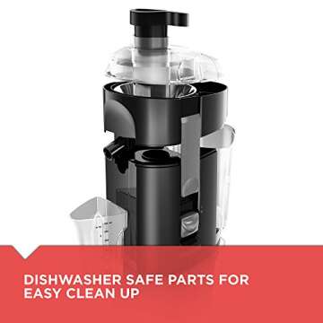 BLACK+DECKER JE2200B Fruit and Vegetable Juice Extractor, Black