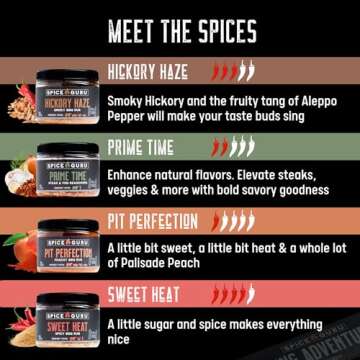 Spice Guru BBQ Rub Set - 4 Flavor BBQ Seasoning Set - Gifts for Men Who Cook - Dad Gifts for Dad - M...