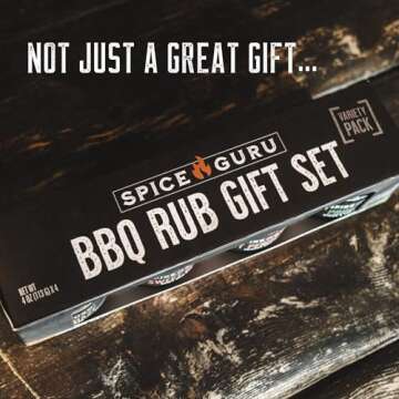 Spice Guru BBQ Rub Set - 4 Flavor BBQ Seasoning Set - Gifts for Men Who Cook - Dad Gifts for Dad - Men Gifts - Birthday Gifts for Men - BBQ Grilling Accessories - Grilling Gifts for Men
