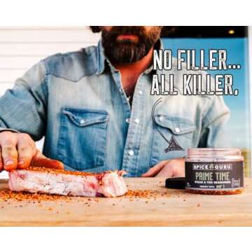 Spice Guru BBQ Rub Set - 4 Flavor BBQ Seasoning Set - Gifts for Men Who Cook - Dad Gifts for Dad - Men Gifts - Birthday Gifts for Men - BBQ Grilling Accessories - Grilling Gifts for Men