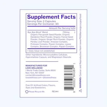 Love Wellness Bye Bye Bloat, Digestive Enzymes | Bloating Relief for Women | Help Reduce Gas Relief ...