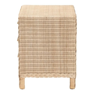 Bali & Pari Japandi Sun Bleached Rattan Nightstand 3-Drawer