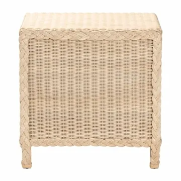 Bali & Pari Japandi Sun Bleached Rattan Nightstand 3-Drawer