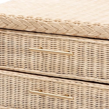 Bali & Pari Japandi Sun Bleached Rattan Nightstand 3-Drawer