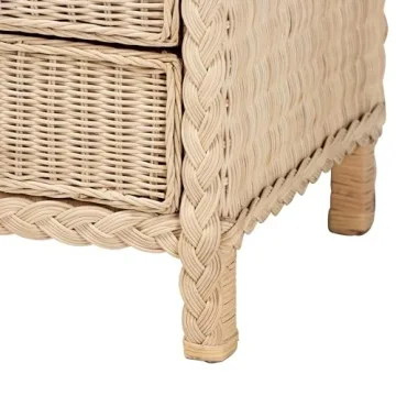 Bali & Pari Japandi Sun Bleached Rattan Nightstand 3-Drawer