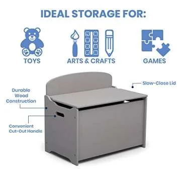 Delta Children MySize Deluxe Toy Box - Grey Storage Solution
