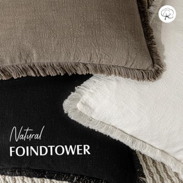 Foindtower Linen Fringe Pillow Covers Set for Cozy Decor