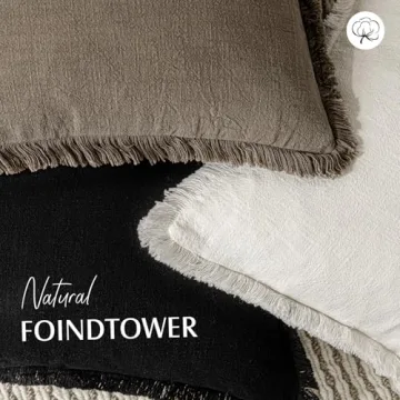 Foindtower Linen Fringe Pillow Covers Set for Cozy Decor