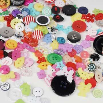 Chenkou Craft Random 100pcs Small Plastic Buttons DIY Sewing Craft Accessory (Mix)