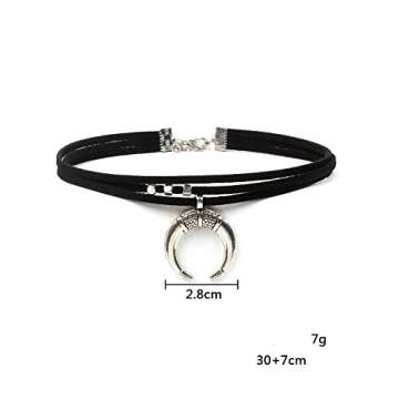 fxmimior Women Black Moon Crescent Pendant Choker Sexy Rock Handmade Bohe Necklace Women Accessories