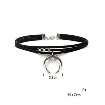 fxmimior Black Crescent Pendant Choker Necklace for Women