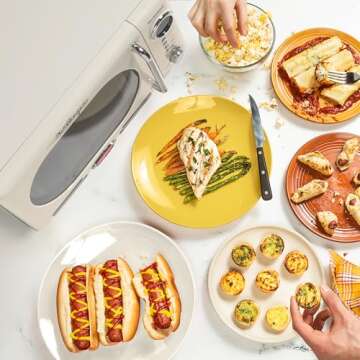 Nostalgia NRMO7IVY6A Retro Compact Countertop Microwave Oven, 0.7 Cu. Ft, Ivory