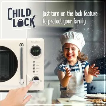 Nostalgia NRMO7IVY6A Retro Compact Countertop Microwave Oven, 0.7 Cu. Ft, Ivory