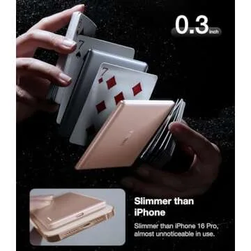 TORRAS MiniMag Power Bank, Ultra Slim 5,000mAh Wireless Portable Charger with USB-C Cable, Fast Charging Magnetic Battery Pack, Magsafe-Compatible Charger for iPhone 16/15/14/13/12, Desert Gold