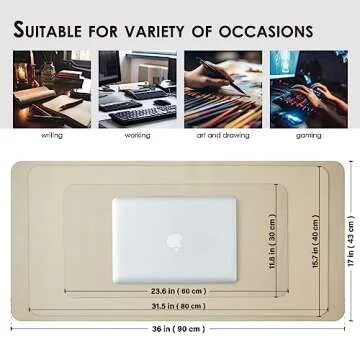 HOMIEAZICOZI Leather Desk Mat - Non-Slip PU Pad for Office and Home Organization Accessories Ideal Large Mouse Mats on Top of Desks (Champagne Gold,31.5''x 15.7'') (DPD-CG-M)