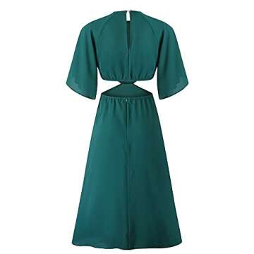 Joteisy Women’s Sexy O Neck Half Sleeve Dress - Dark Green