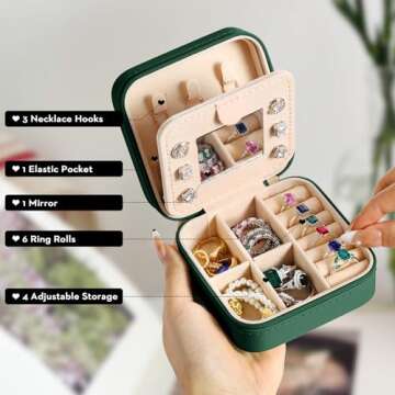 Parima Personalized Birthday for Women - Travel Essentials Jewelry Case Organizer Birthday Gifts for Mom Friends Her Bridesmaids Teenage Idea Gifts Small Initial Jewelry Boxes - Letter M, Pink