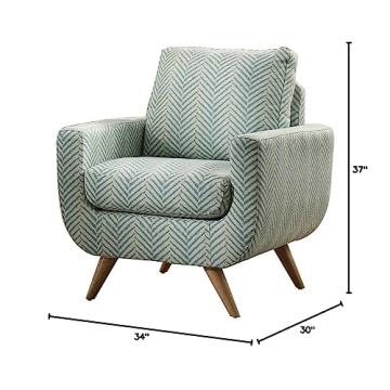 Homelegance Deryn 30" Herringbone Print Fabric Accent Chair, Teal