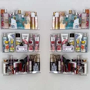 Minimalist Floating Shelves Wall Mounted Set of 6, 4 mm Clear Thinkness Book Shelf Acrylic Album Record Holder Display for Bedroom Living Room Bathroom Kitchen Office Clear(15inch-Wider-6Pack)