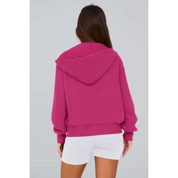 PRETTYGARDEN Women's Zip Up Hoodie Sweatshirt - Cozy Casual Fall Fashion (Rose Red, Medium)