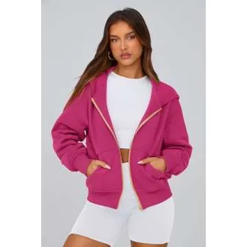 PRETTYGARDEN Women's Cozy Zip Up Hoodie Sweatshirt